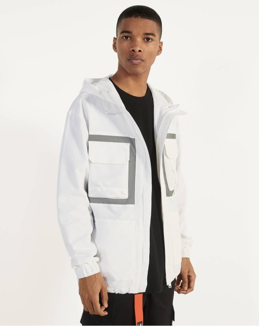White jacket with reflective detail